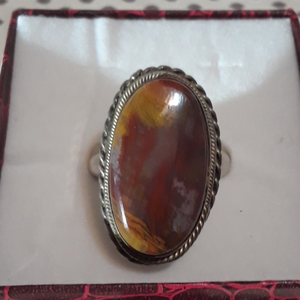 Huge sterling silver jasper ring - Picture 2 of 5